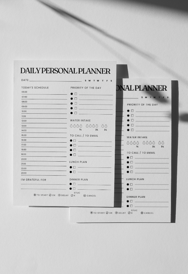 Daily Personal Planning Worksheet