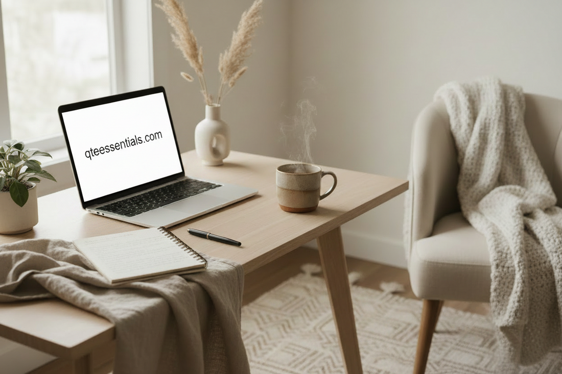 Minimal home office workspace designed for productivity and work-life balance.